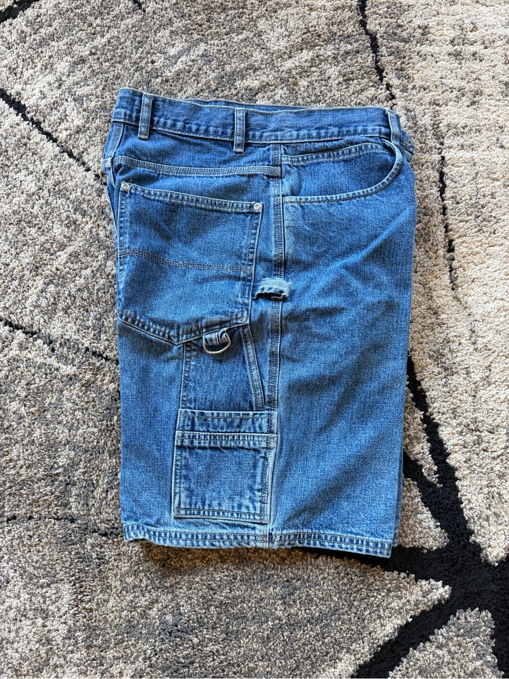 Faded Glory Medium Blue Denim Cargo Shorts with Utility Pockets